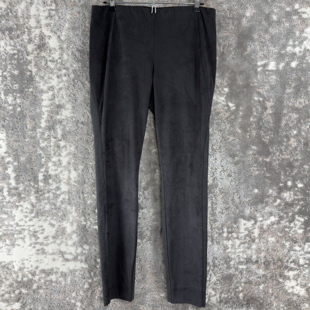 Etcetera Size 6 Faux‎ Suede Tapered Pull On Stretch Pants Gray Casual